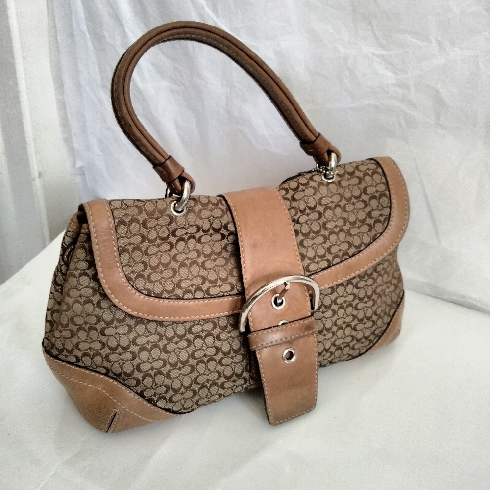 Vintage Coach  Leather canvas monogram Small Handbag - Picture 14 of 16